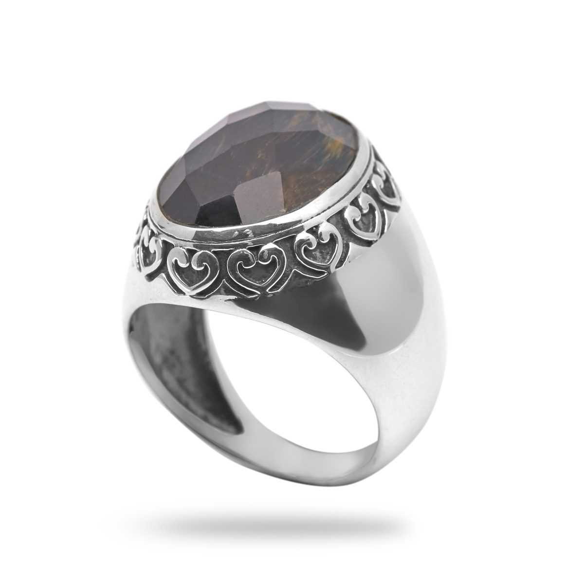 Bague onyx argent Heart chevalière